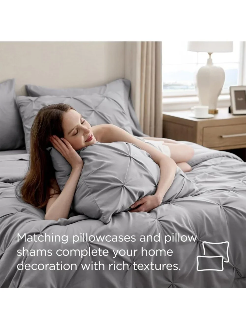 Cozy 7-Piece King Size Comforter Set & Sheet Set in Grey - Luxurious Bedding